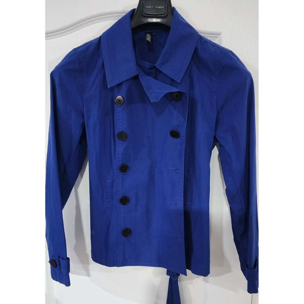 Lauren Ralph Lauren Jacket Womens Medium Blue Cotton DB Jacket Size Petite Large